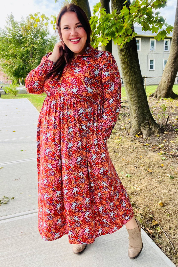 Thing Of Beauty - Burgundy Floral Maxi Dress