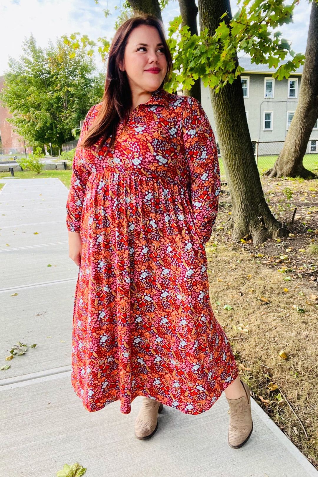 Thing Of Beauty - Burgundy Floral Maxi Dress