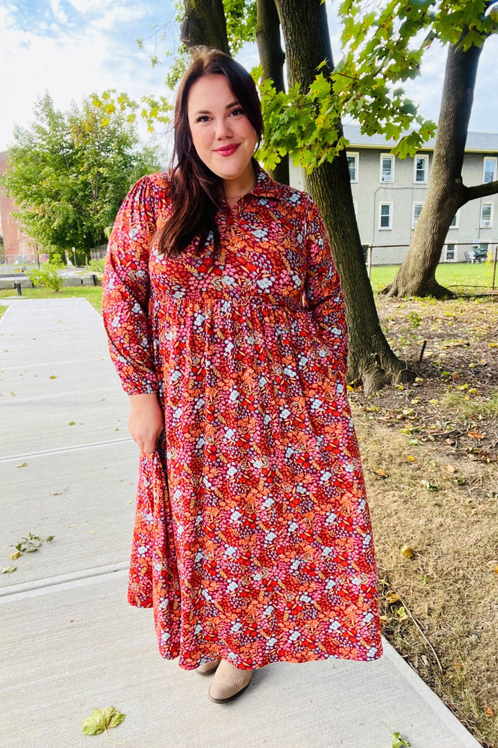 Thing Of Beauty - Burgundy Floral Maxi Dress