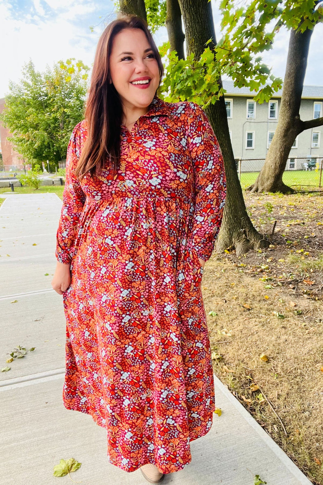 Thing Of Beauty - Burgundy Floral Maxi Dress