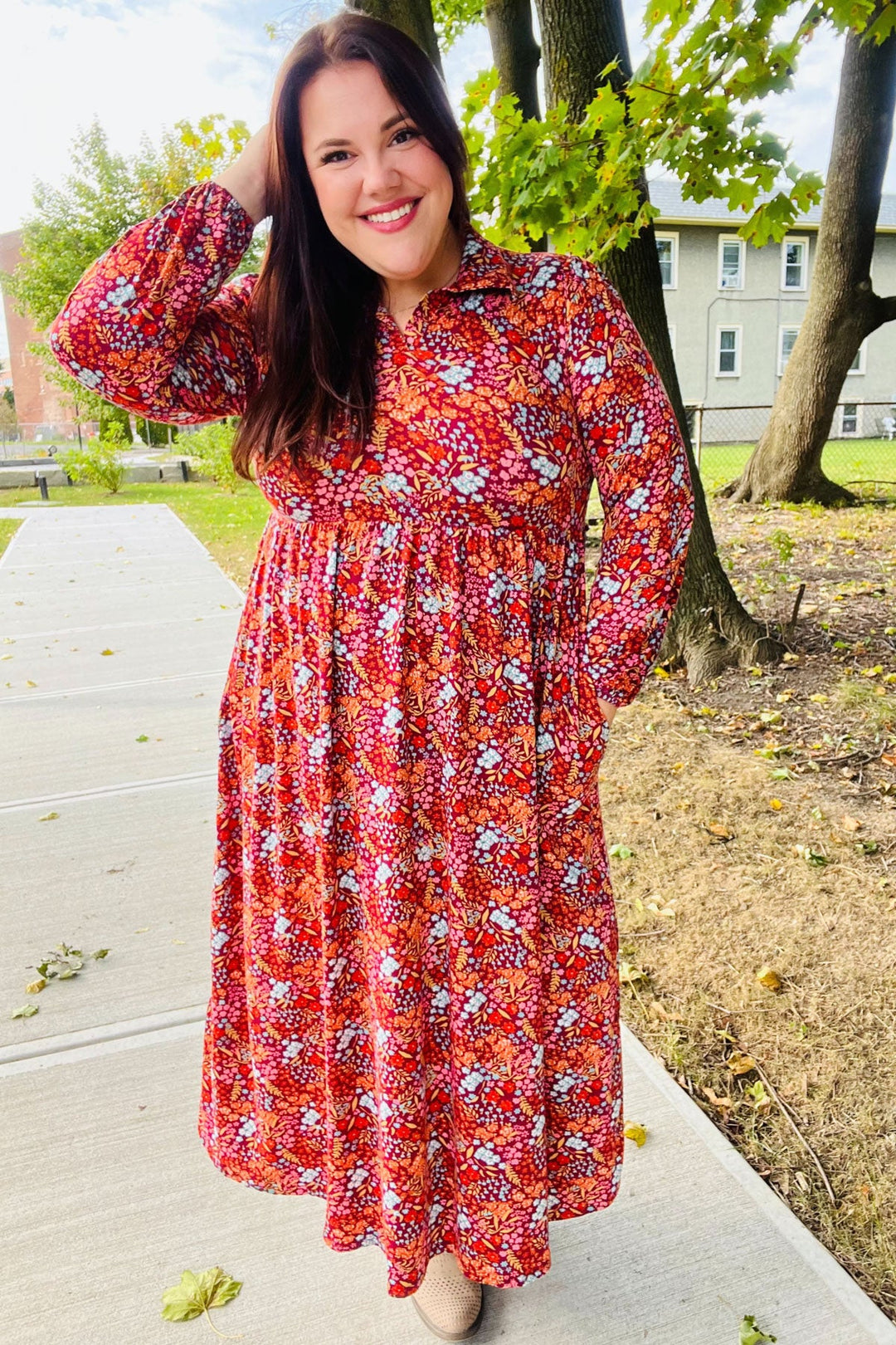 Thing Of Beauty - Burgundy Floral Maxi Dress