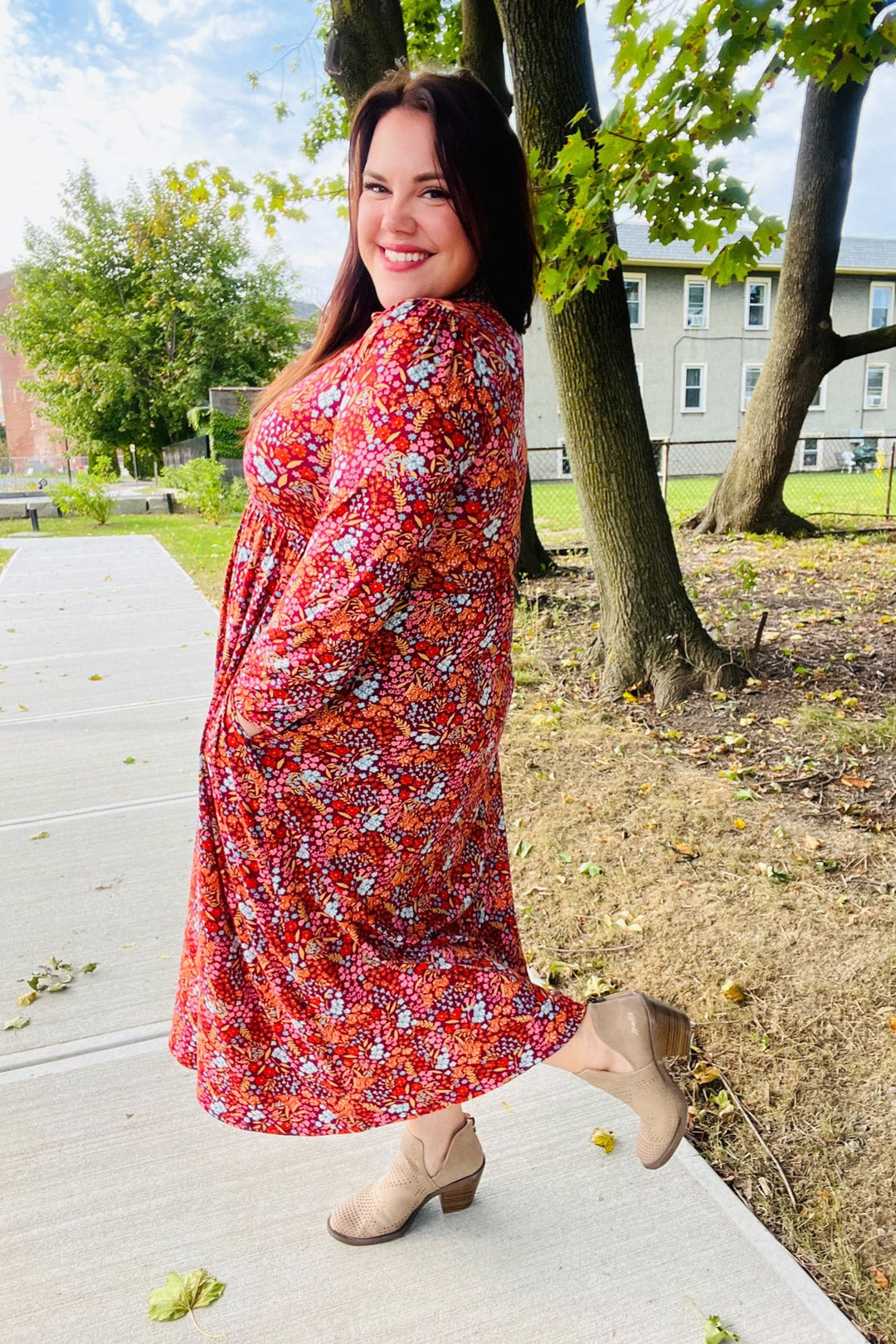 Thing Of Beauty - Burgundy Floral Maxi Dress