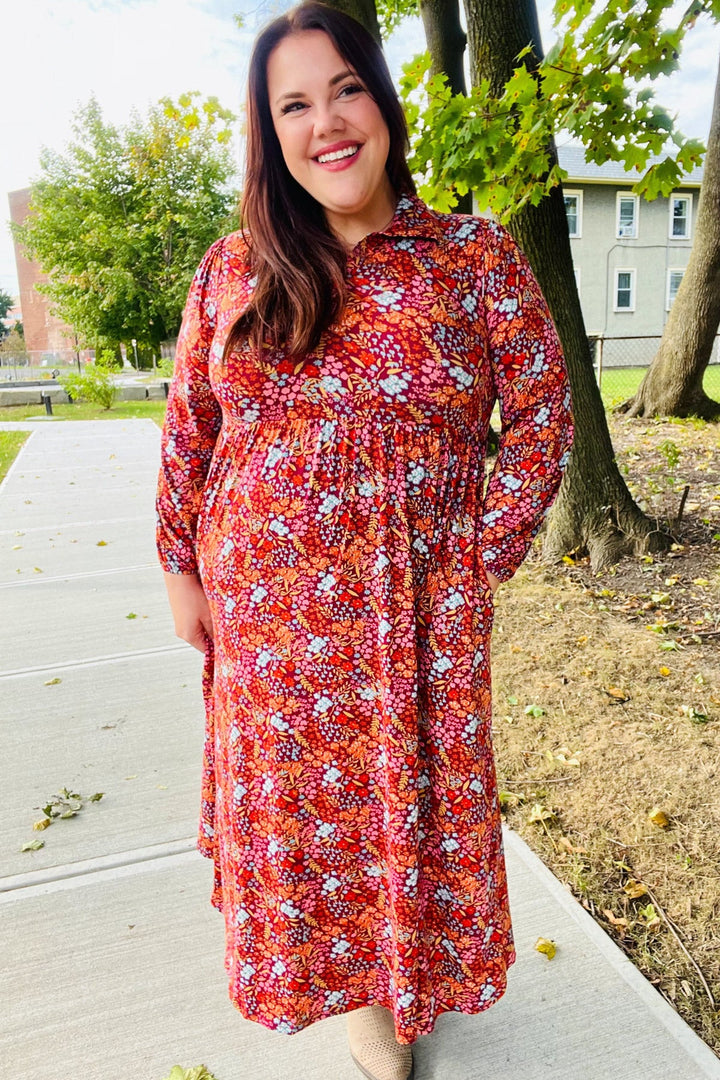 Thing Of Beauty - Burgundy Floral Maxi Dress