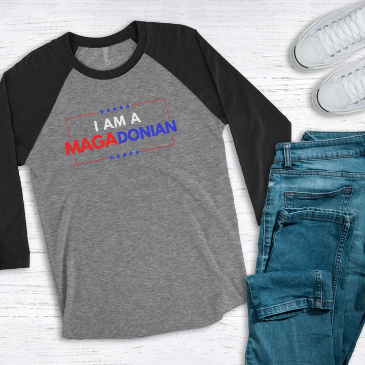 I AM A MAGADonian - Unisex Tri-Blend 3/4 Sleeve Raglan Tee