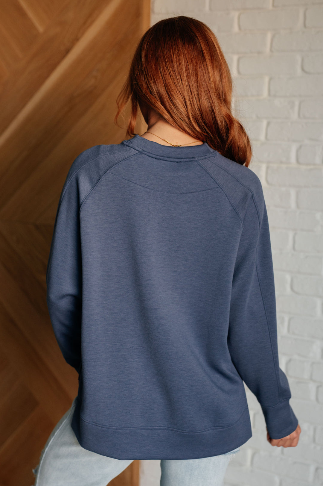 Cozy Style Relaxed Scuba Pullover - Blue Indigo