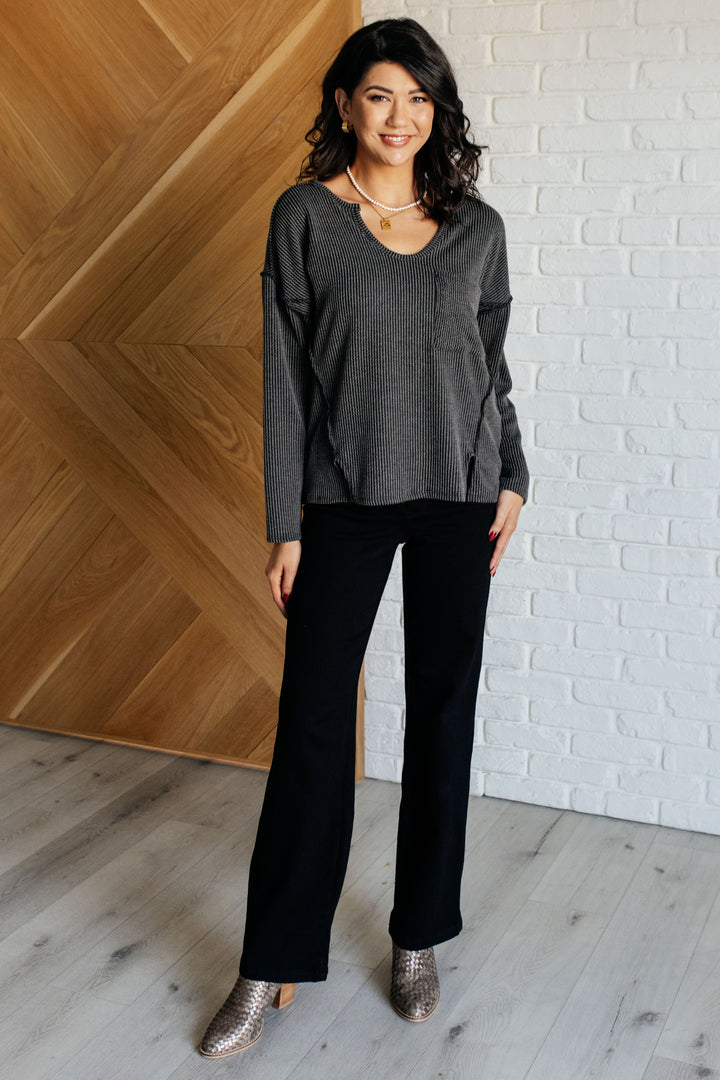 Extra Comfort - Charcoal Ribbed Top