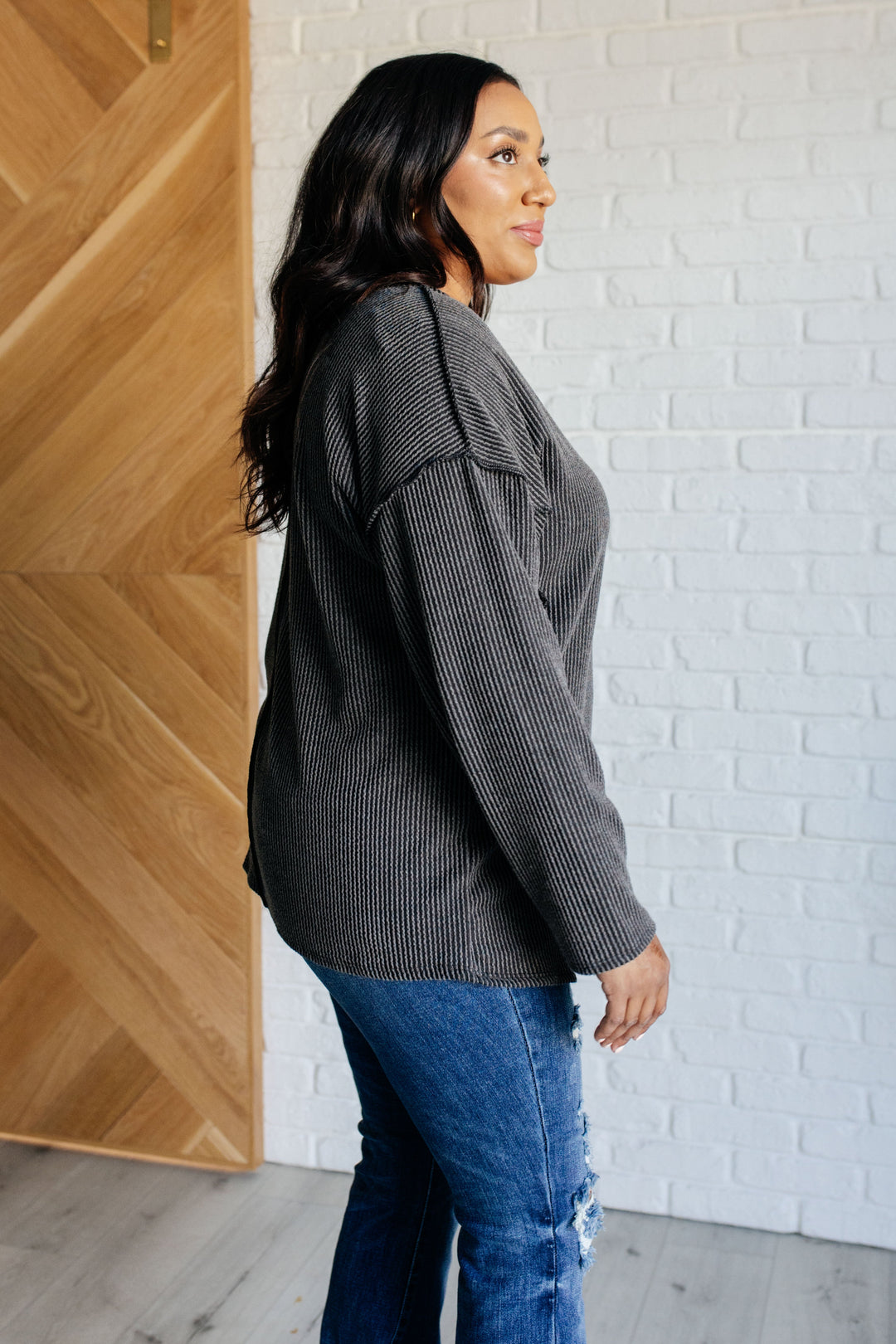 Extra Comfort - Charcoal Ribbed Top