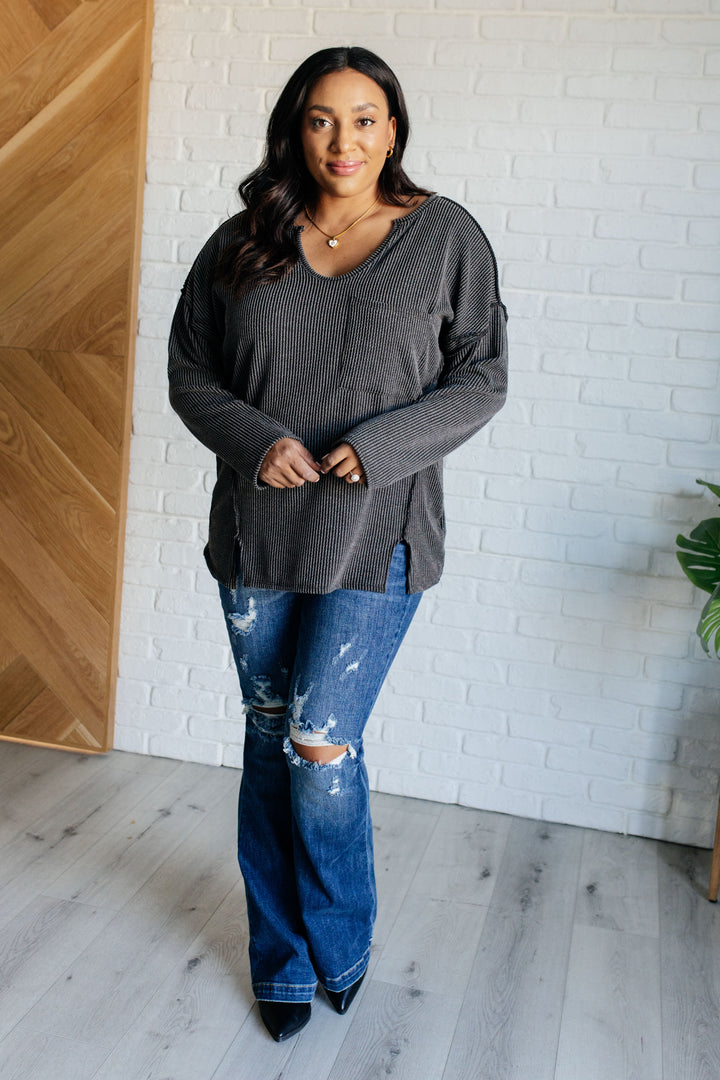 Extra Comfort - Charcoal Ribbed Top