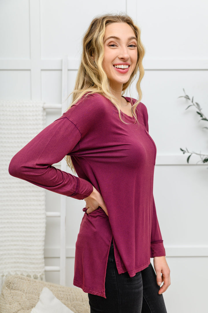 Beautiful Basics Knit Top - Burgundy