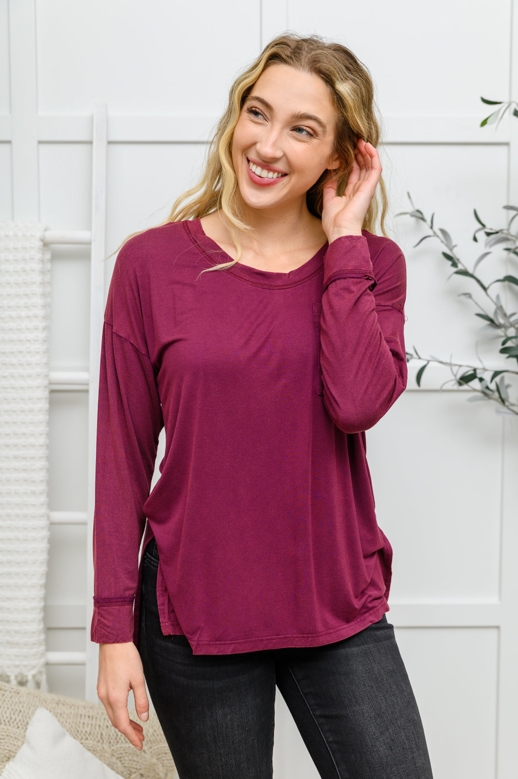 Beautiful Basics Knit Top - Burgundy