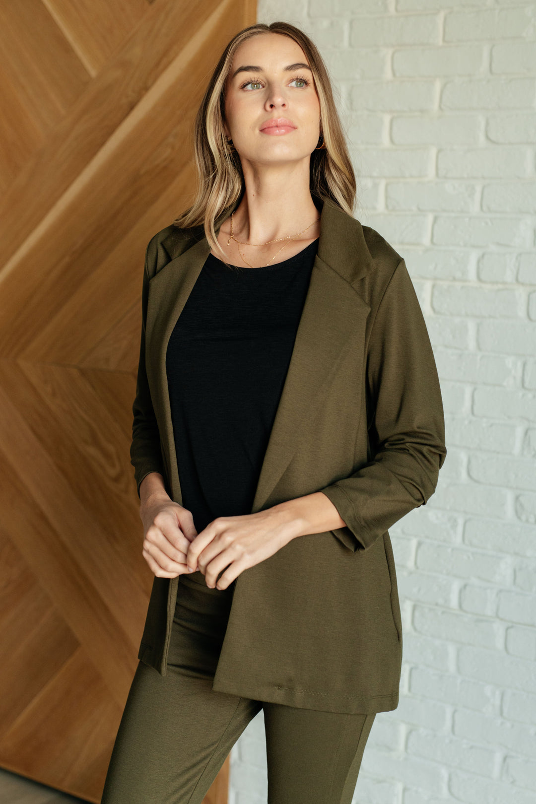 Magic 3/4-Sleeve Blazer - Olive