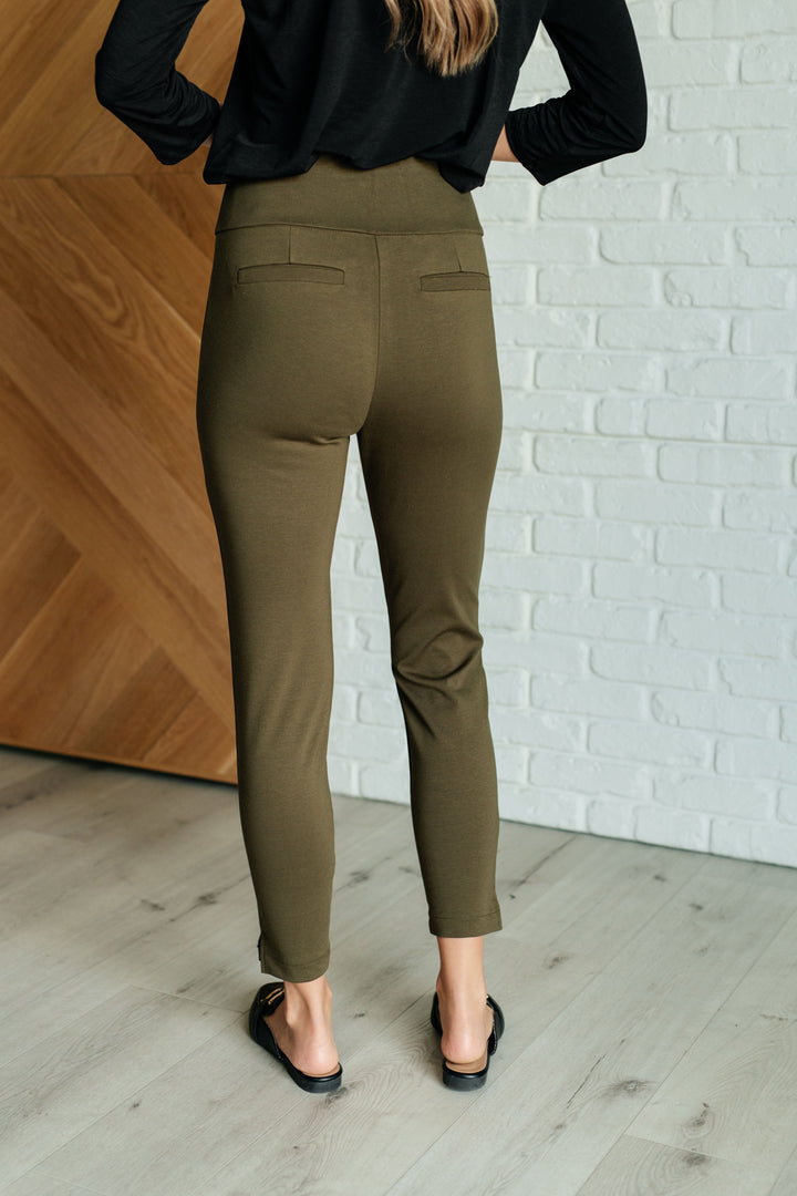 Magic Ankle Crop Skinny Pants - Olive