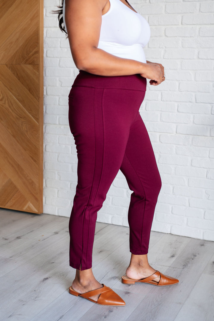 Magic Skinny Ankle Crop Pants - Wine