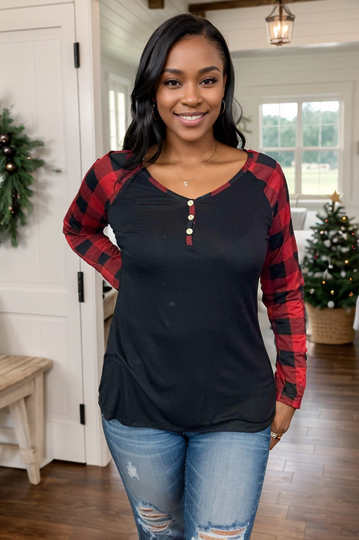 Holiday Vibes - Plaid Top