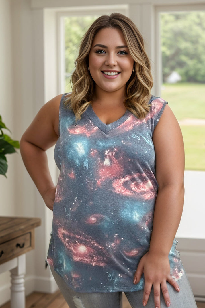 Galaxy Print Sleeveless Top