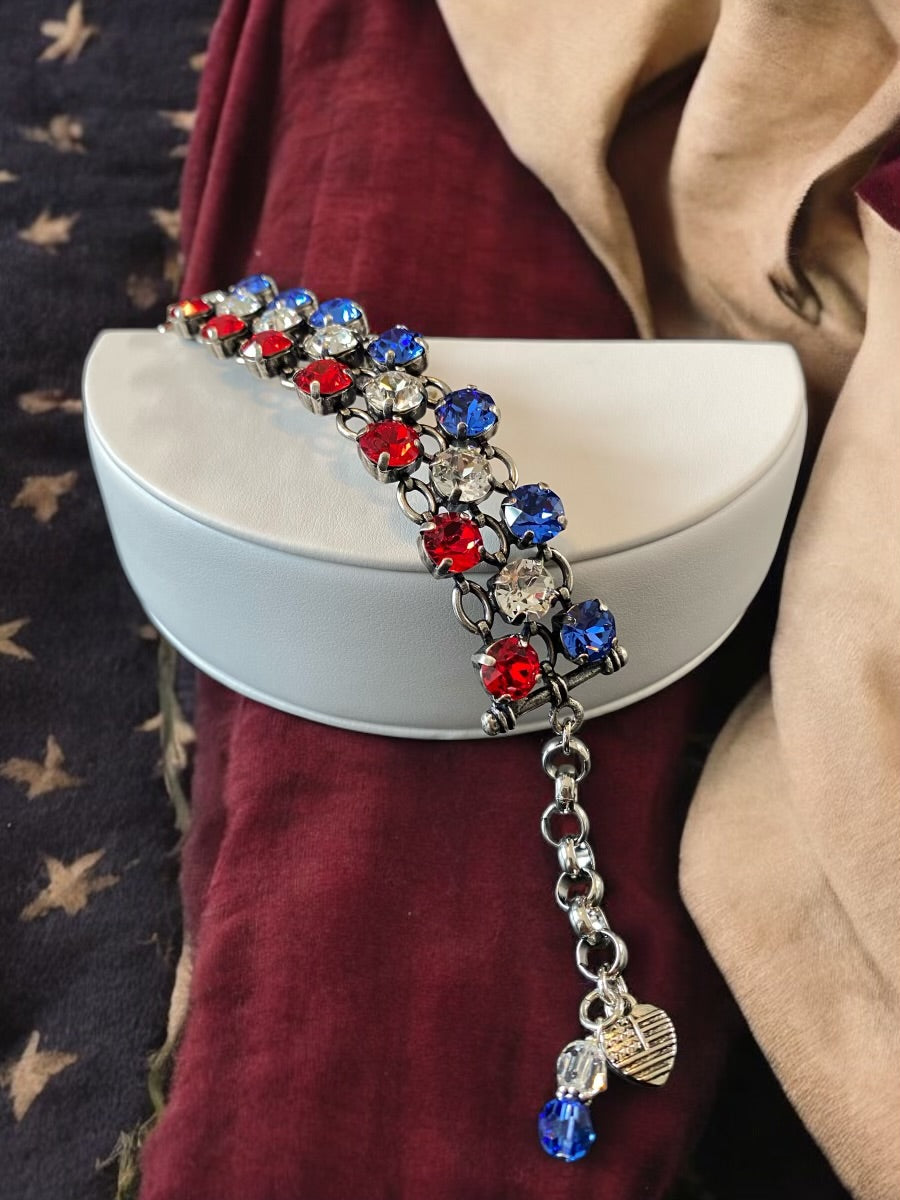 [PRE ORDER] Proud to Be An American - Triple-Row Austrian Crystal Bracelet [SHIPS in 3-5 Weeks]