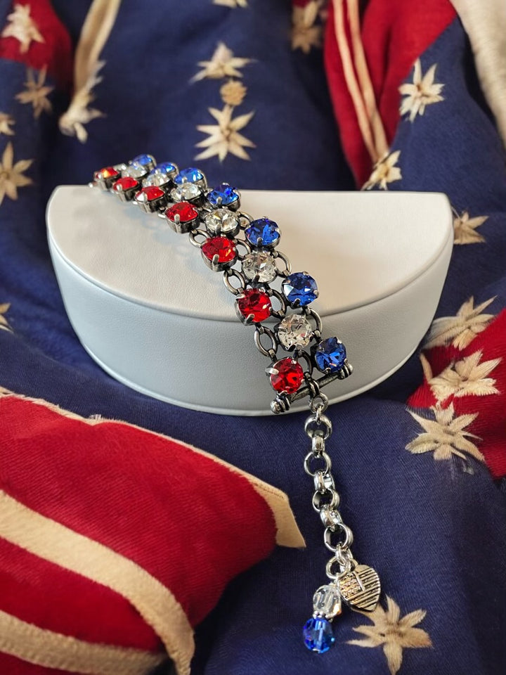 [PRE ORDER] Proud to Be An American - Triple-Row Austrian Crystal Bracelet [SHIPS in 3-5 Weeks]