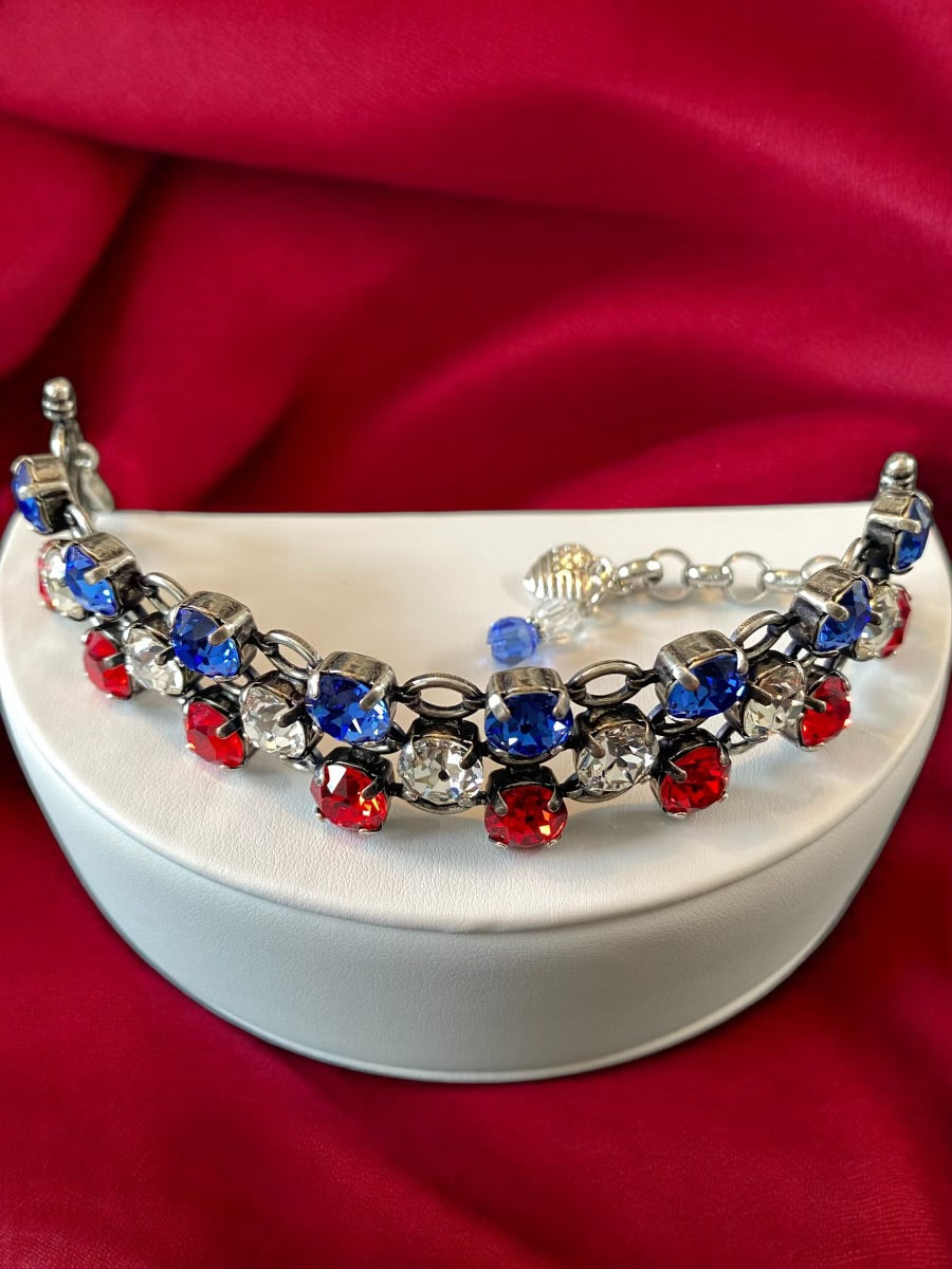 [PRE ORDER] Proud to Be An American - Triple-Row Austrian Crystal Bracelet [SHIPS in 3-5 Weeks]