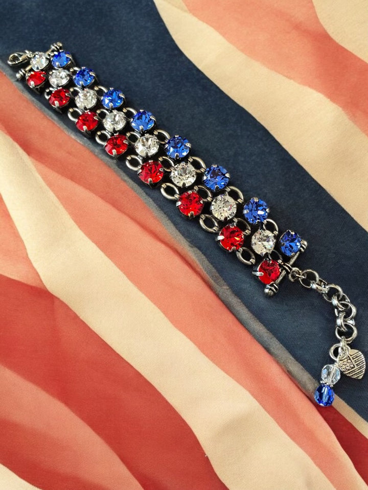 [PRE ORDER] Proud to Be An American - Triple-Row Austrian Crystal Bracelet [SHIPS in 3-5 Weeks]