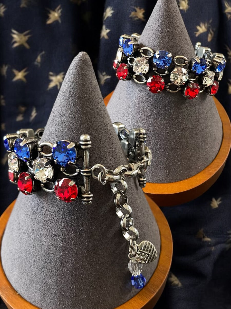 [PRE ORDER] Proud to Be An American - Triple-Row Austrian Crystal Bracelet [SHIPS in 3-5 Weeks]