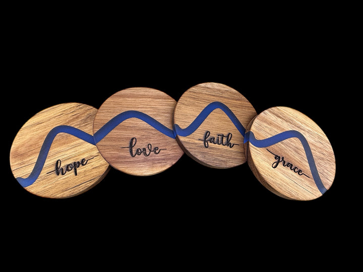 [PRE-ORDER] Faith, Grace, Love, Hope Wood/Resin 4-Piece Coaster Set [SHIPS IN 1-2 WEEKS]