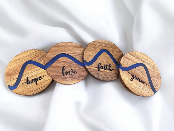 [PRE-ORDER] Faith, Grace, Love, Hope Wood/Resin 4-Piece Coaster Set [SHIPS IN 1-2 WEEKS]