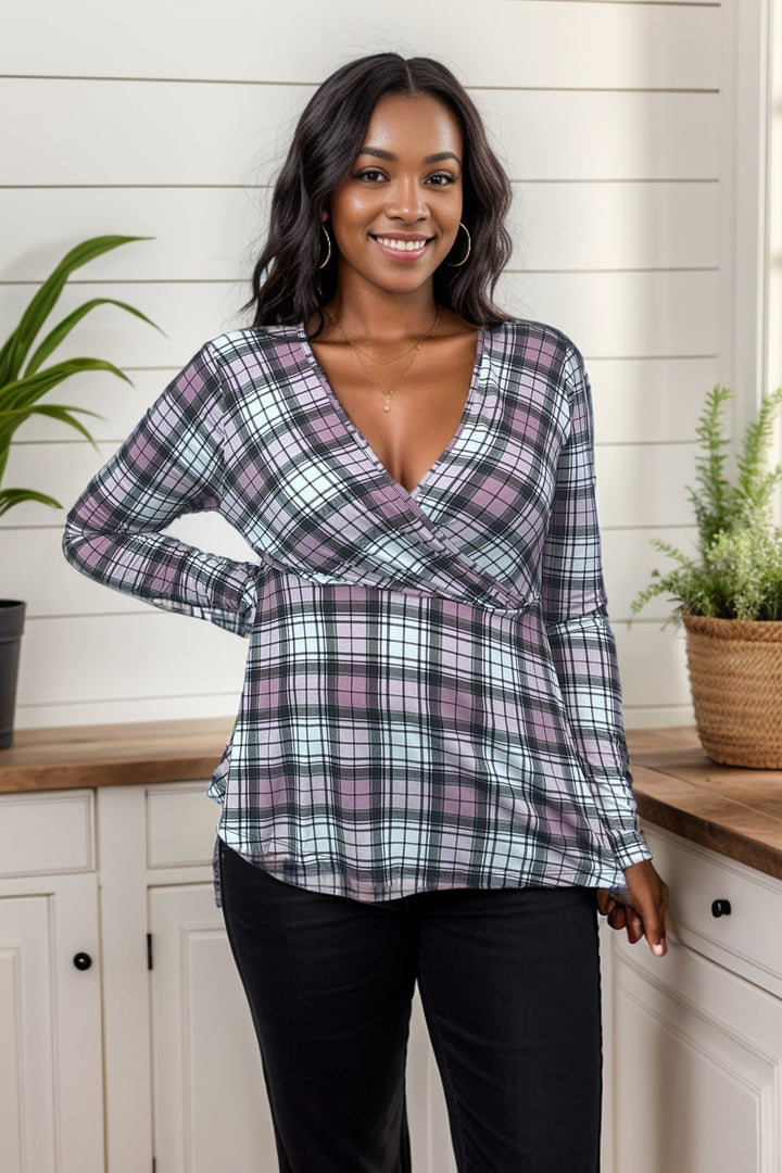 Mauve Plaid - Peplum Top