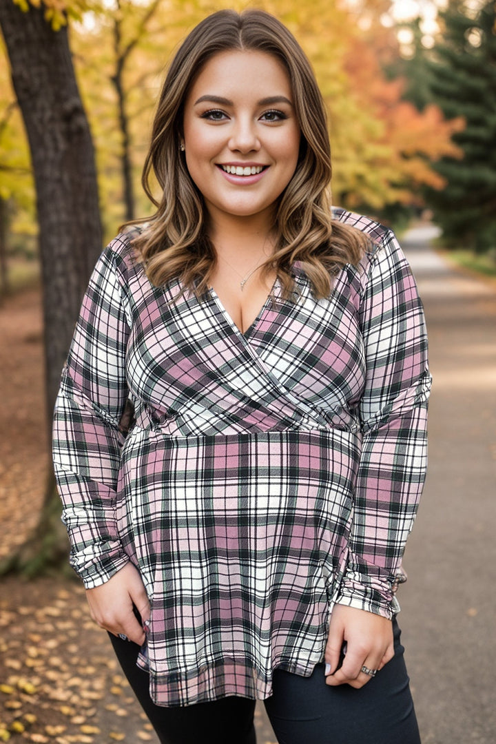 Mauve Plaid - Peplum Top