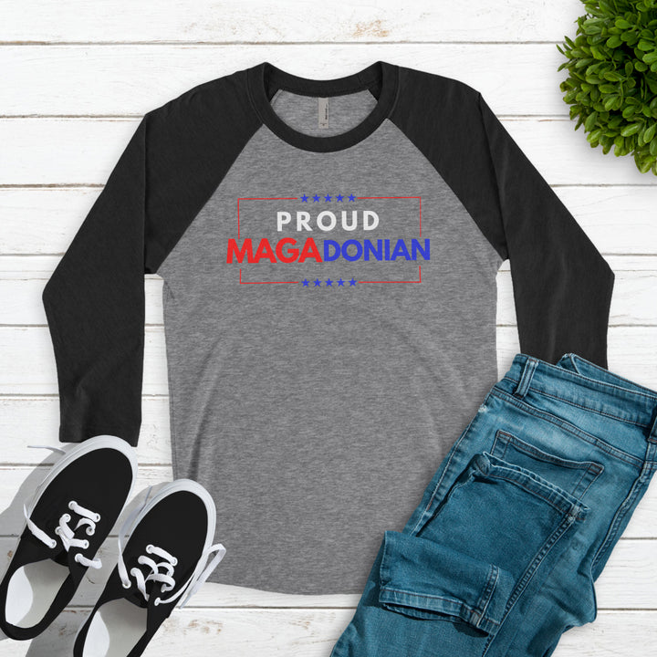 Proud MAGADonian - Unisex Tri-Blend 3/4 Sleeve Raglan Tee