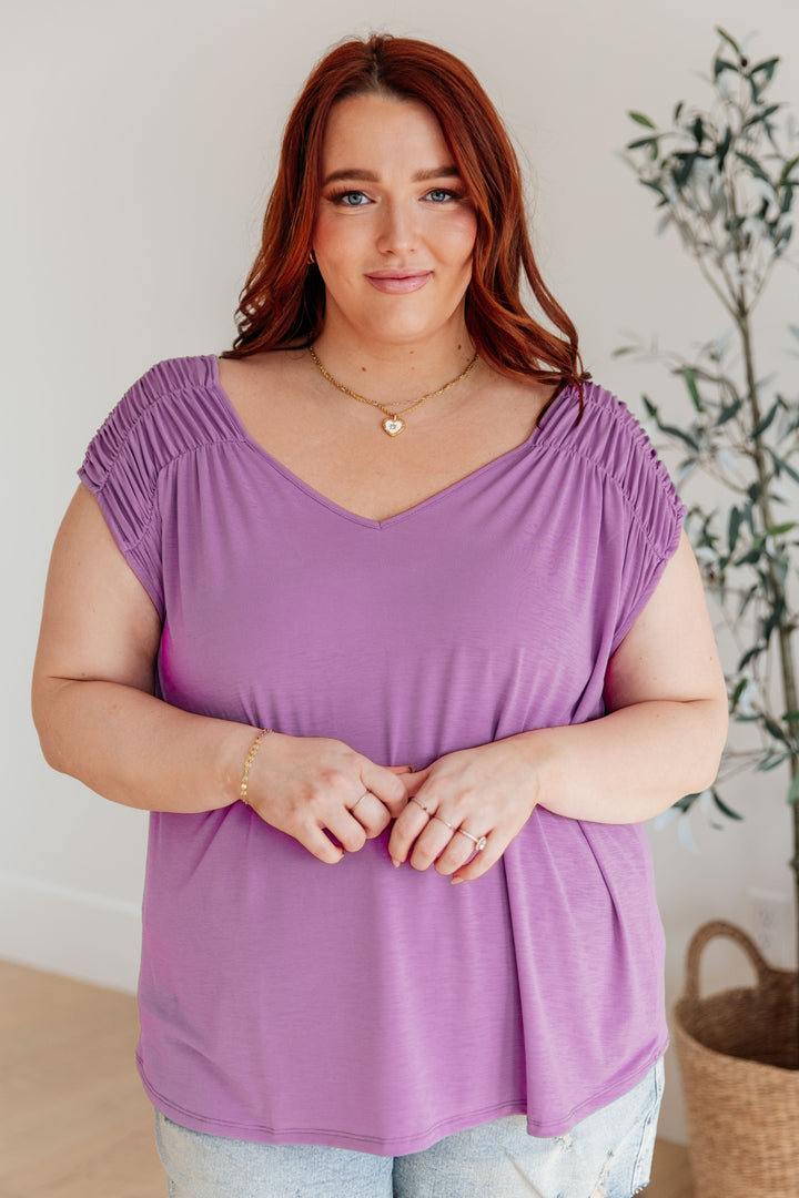 Keeping It Cool - Ruched Top - Lavender