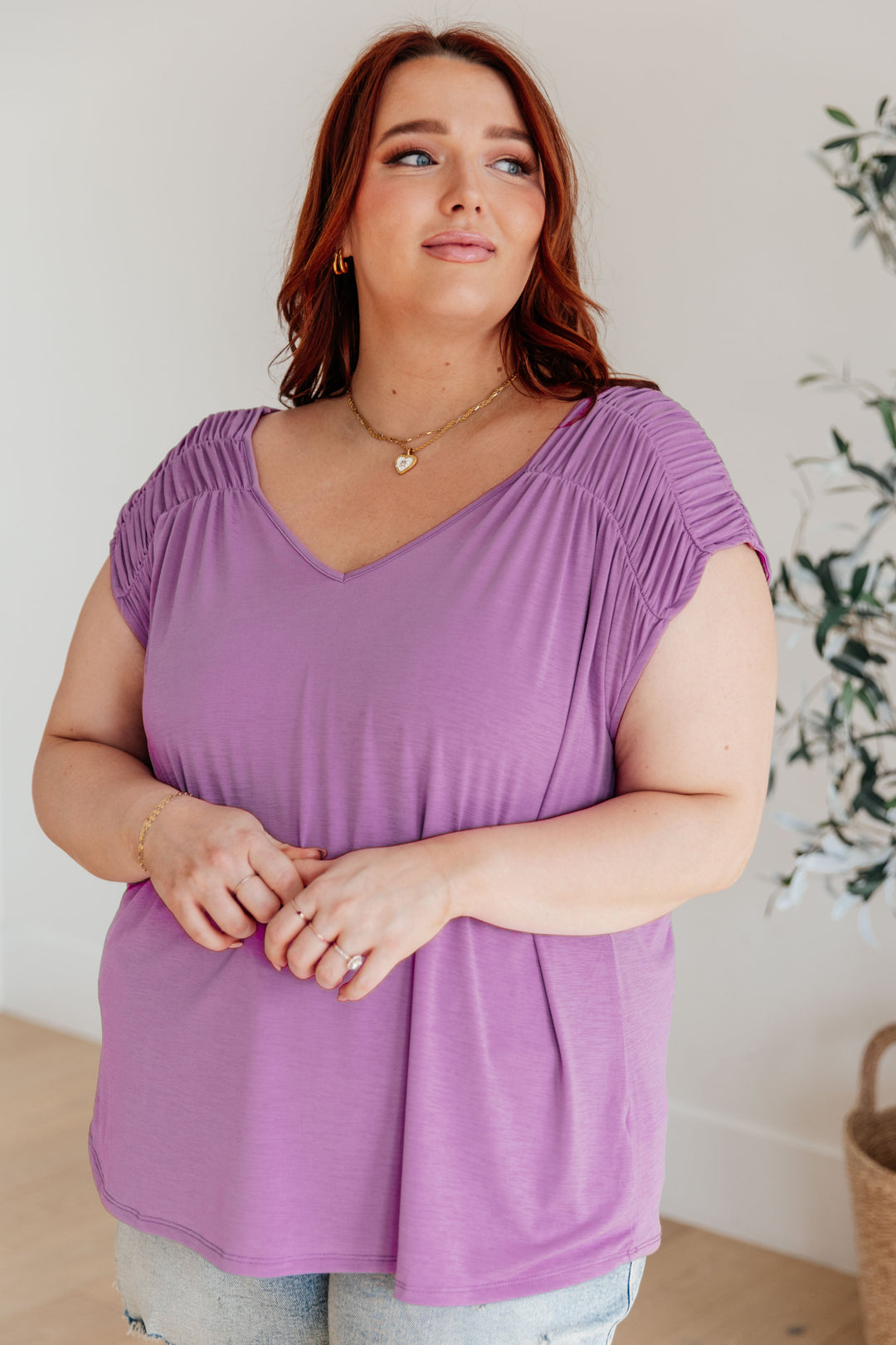 Keeping It Cool - Ruched Top - Lavender