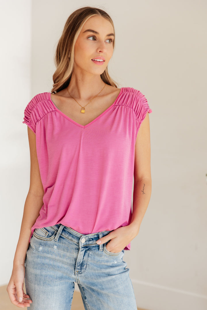 Keeping It Cool - Ruched Top - Magenta