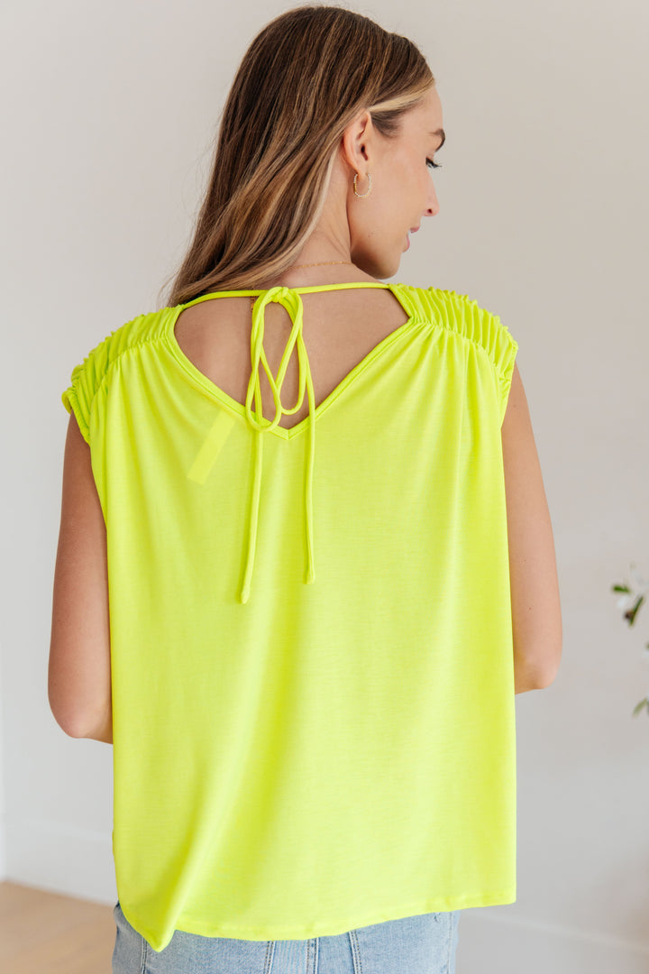 Keeping It Cool - Ruched Top - Neon Green