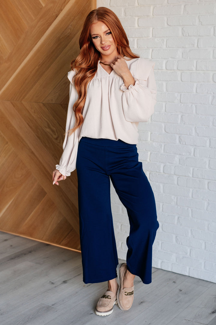 Magic Wide-Leg Crop Pants - Navy