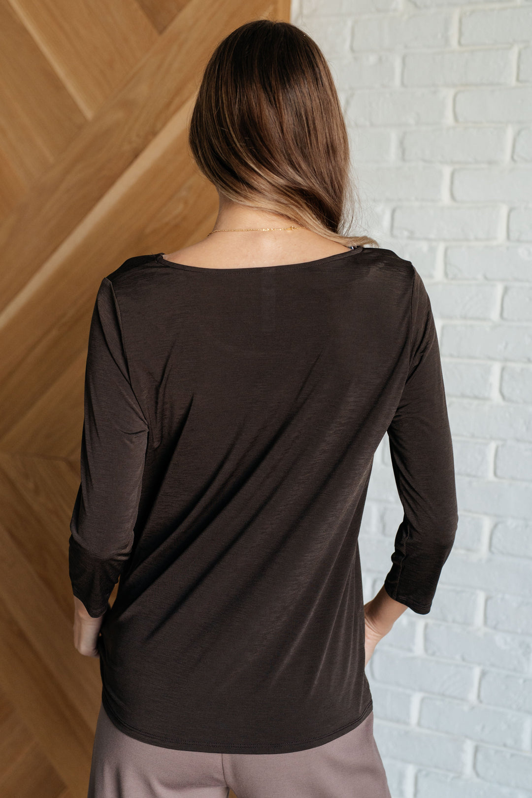 Classic Staples Round-Neck Top - Chocolate