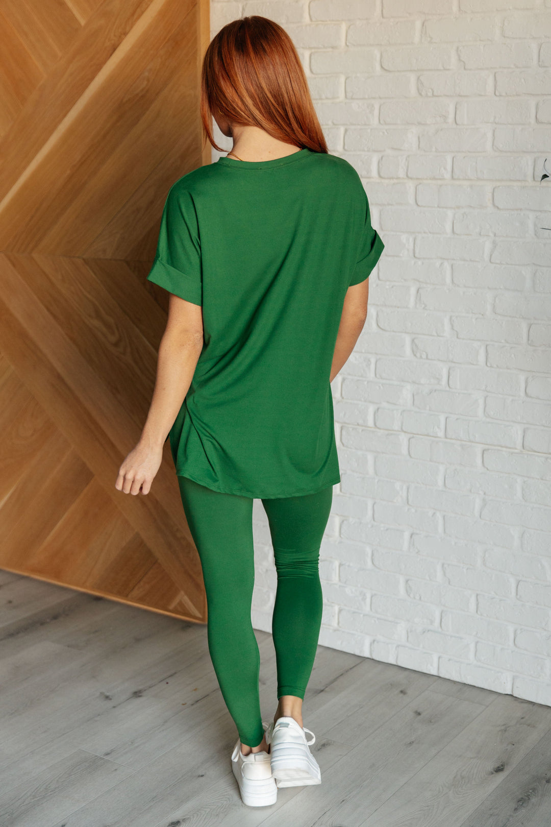 Brushed Microfiber Shirt & Leggings Set - Dark Green