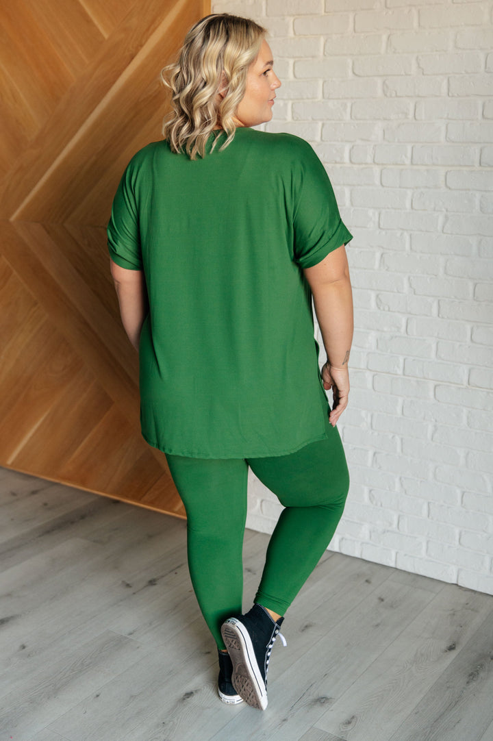 Brushed Microfiber Shirt & Leggings Set - Dark Green