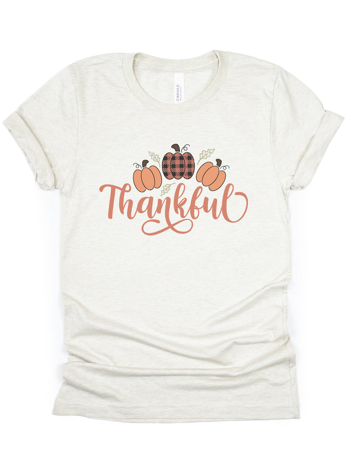 Thankful Thanksgiving Pumpkins - Unisex Crew-Neck Tee