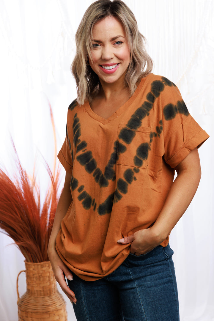 Tie Dyed Rust Top