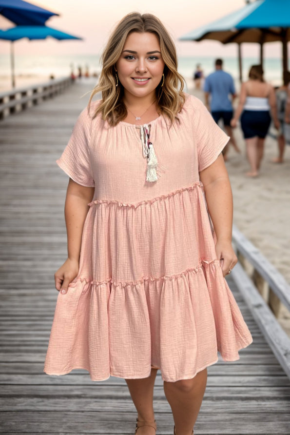 Peachy Keen - Cotton Tassel Dress