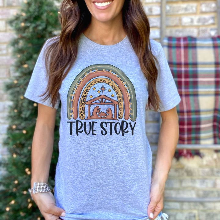 True Story With Manger And Rainbow - Unisex Crew-Neck Tee