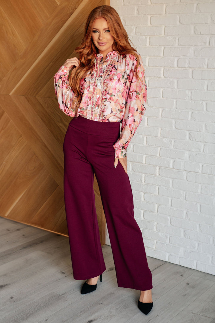 Magic Wide-Leg Pants - Wine