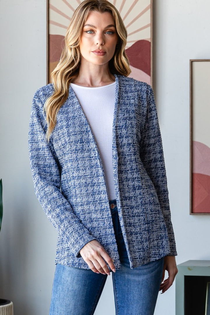 Classic Style Houndstooth Tweed Blazer