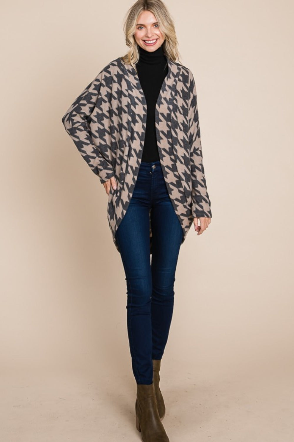 Houndstooth Cocoon Knit Cardigan