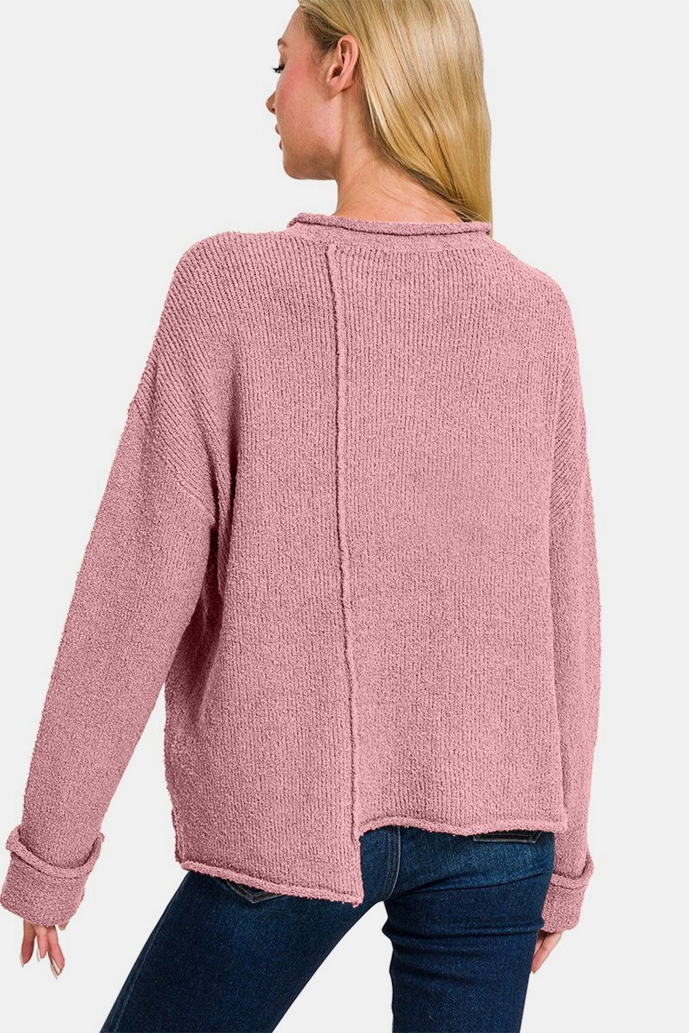 Start Fresh Asymmetric Sweater - Rose