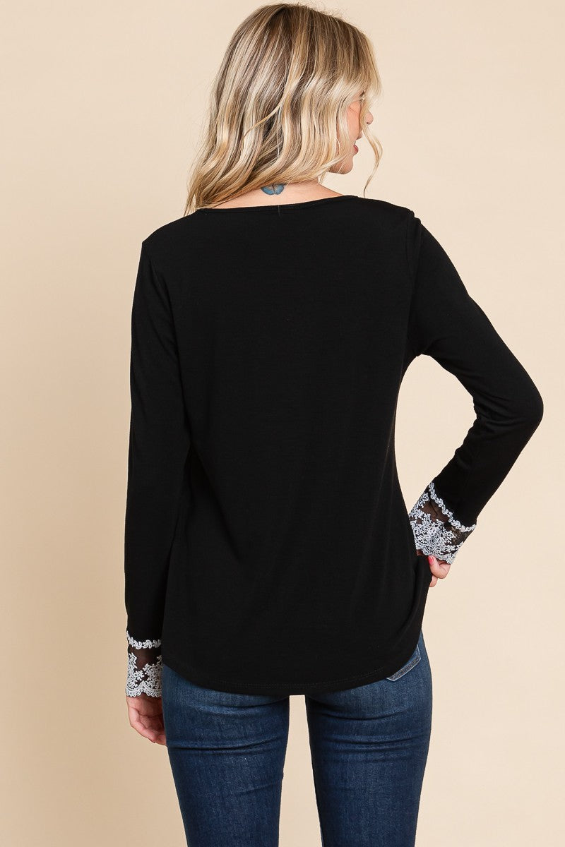 Beautiful Lady - Lace-Detail Top - Black