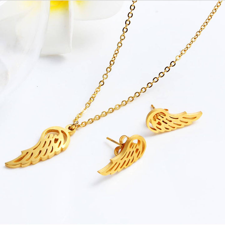 Angel Wings Necklace And Earrings Set