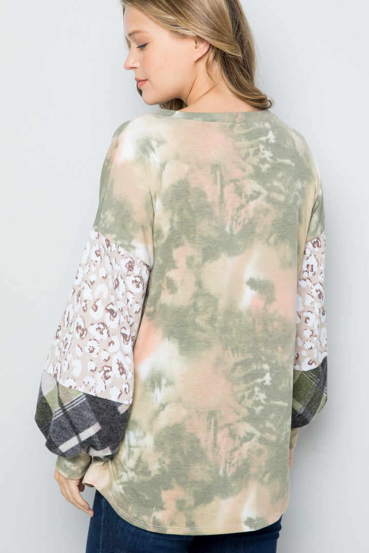 Style Maven - Printed-Sleeve Top