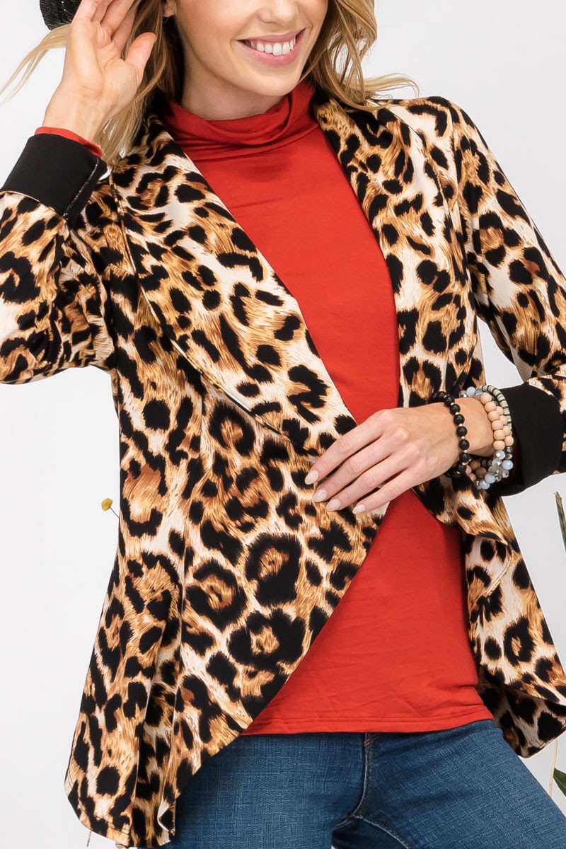 Bold Choices - Leopard Open-Front Blazer