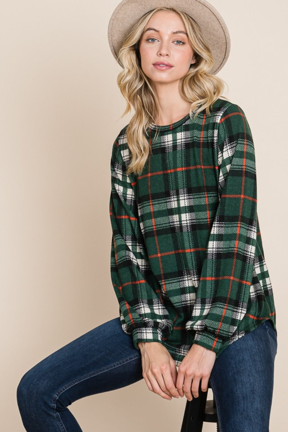 Fashion Upgrade - Plaid Curved-Hem Top